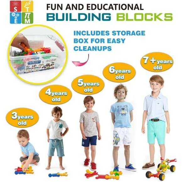 Kids 125 Pieces Building Blocks Educational Stem Building Toys for Boys Girls - Picture 3 of 6
